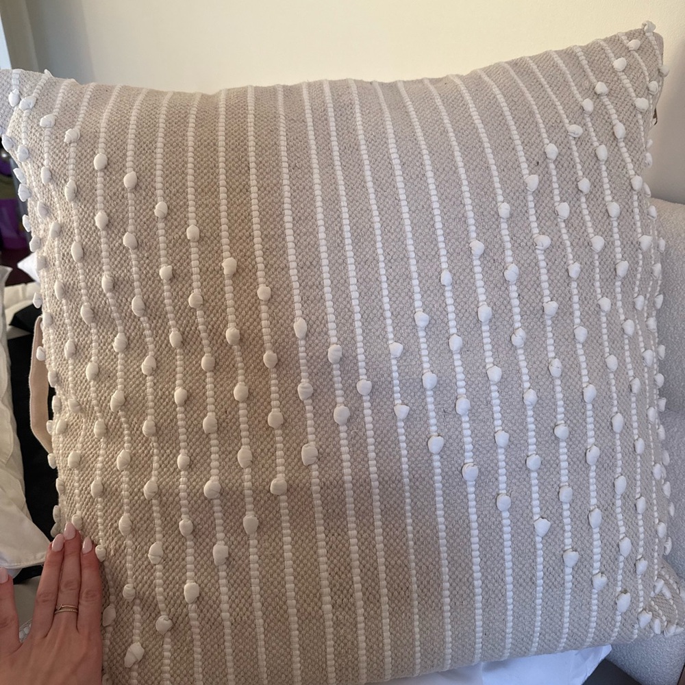 SOLD - Textured Cream & Tan Decorative Floor Seat Pillow